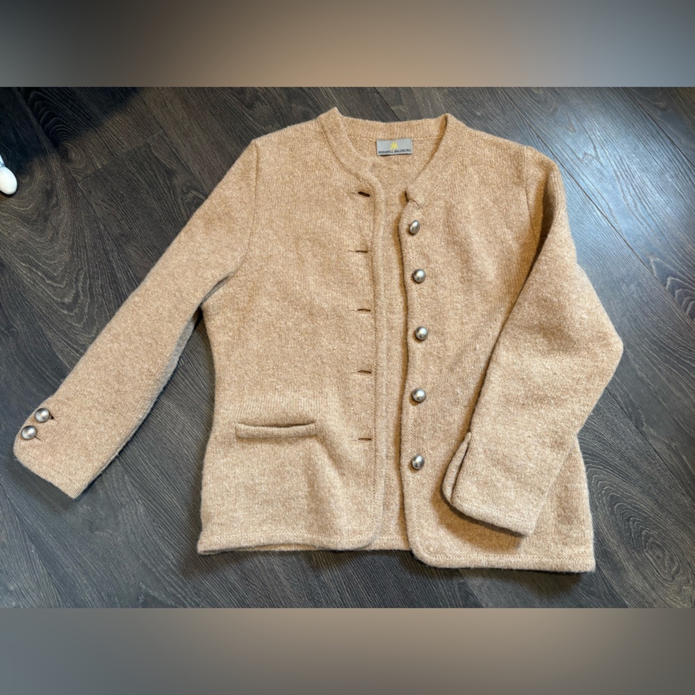 Women's Tan Cardigan 100% wool